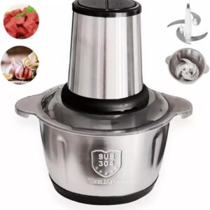 Moedor Elétrico Potente Alimentos 850W Carnes Picador Legumes Temperos Processador Triturador Multiprocessador Inox 2L 110V